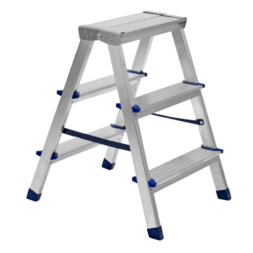 Стремянка двусторонняя 3 ступени, алюминиевая, Сибртех фото 2