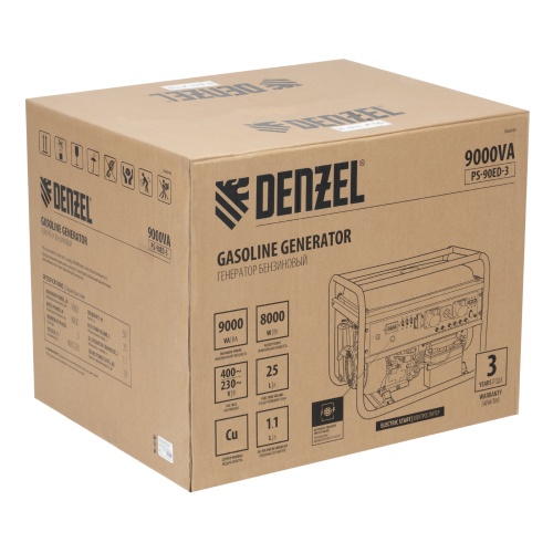 Генератор бензиновый PS 90 ED-3, 9.0 кВт, переключение режима 230 В/400 В, 25 л, электростартер Denzel фото 8