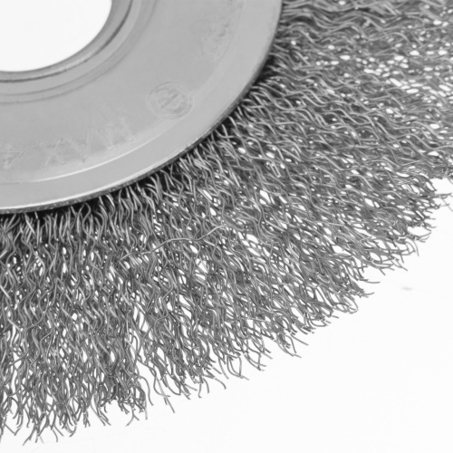 Щетка для УШМ, 125 мм, "Плоская", витая нержавеющая проволока 0.3 мм, посадка 22.2 мм Denzel фото 4 Щетка для УШМ, 125 мм, "Плоская", витая нержавеющая проволока 0.3 мм, посадка 22.2 мм Denzel фото 4