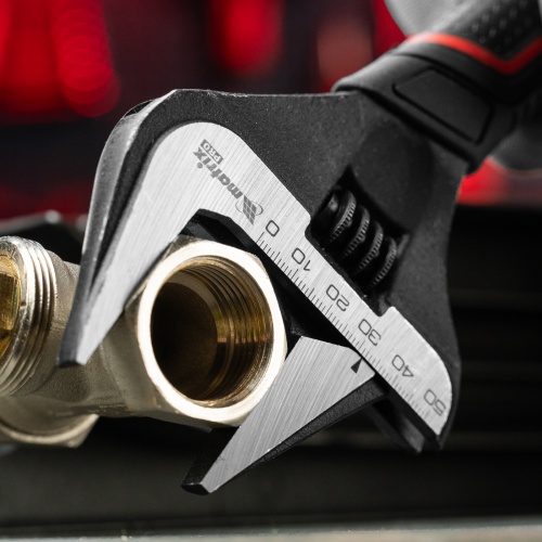 Ключ разводной, тонкие губки, фосфатированный, двухкомпонентная рукоятка, 250 мм, PRO Matrix фото 7