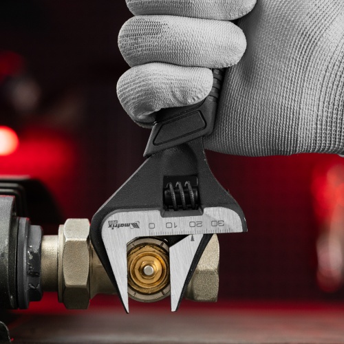 Ключ разводной, тонкие губки, фосфатированный, двухкомпонентная рукоятка, 200 мм, PRO Matrix фото 8