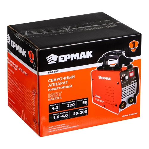 Сварочный аппарат, инверторный ЕРМАК 200А 690-107 фото 10 Сварочный аппарат, инверторный ЕРМАК 200А 690-107 фото 10