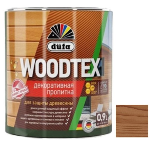 Пропитка декоративная для защиты древесины Dufa Woodtex алкидная тик 0,9 л