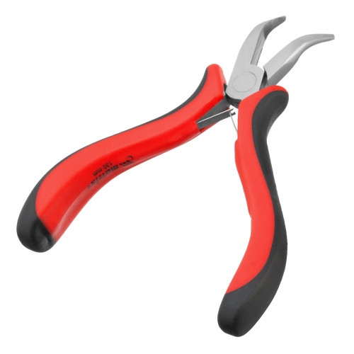 Длинногубцы изогнутые Mini, 130 мм, никелированные, авторазжим, двухкомпонентные рукоятки Matrix фото 2