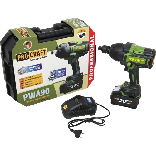 Гайковерт аккумуляторный PROCRAFT PWA90 20В 2100Нм (АКБ 8Ач + ЗУ) Кейс PWA90-1b-c фото 10 Гайковерт аккумуляторный PROCRAFT PWA90 20В 2100Нм (АКБ 8Ач + ЗУ) Кейс PWA90-1b-c фото 10