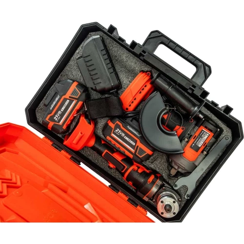 Набор KINGQUEEN 2 пред, 2 АКБ 21В, УШМ 125мм, Гайковерт 500Нм KQ-TS012 фото 9 Набор KINGQUEEN 2 пред, 2 АКБ 21В, УШМ 125мм, Гайковерт 500Нм KQ-TS012 фото 9