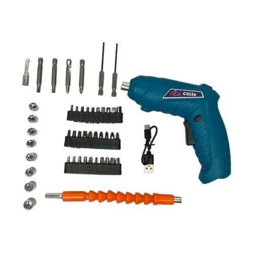 Аккумуляторная отвертка AktiTool CS136 в кейсе с набором бит и головок( 3,7В, 1500 mAh) 101200 фото 4