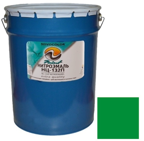 Эмаль Novocolor НЦ-132 ГОСТ глянцевая зеленая 25 кг