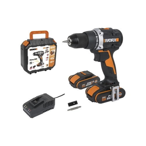 Аккумуляторная бесщёточная дрель-шуруповерт WORX 20В, 60Нм, бесщеточная, 2Ач х2, ЗУ, кейс WX102 фото 10