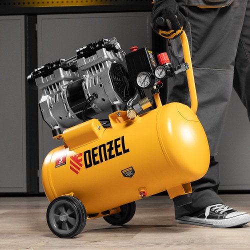 Компрессор DLS950/24 безмаслянный малошумный 950 Вт, 165 л/мин, ресивер 24 л Denzel фото 45