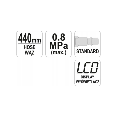 Пистолет для накачивания колес YATO цифровой манометр 0-15 Bar 0,2-0,4MPa 440mm YT-23702 371523702 092 1 фото 5