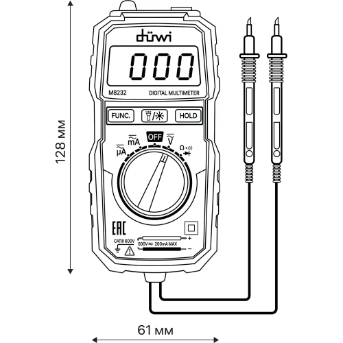 Цифровой мультиметр со светодиодным фонариком duwi M8232 PROFI 26045 5 фото 11