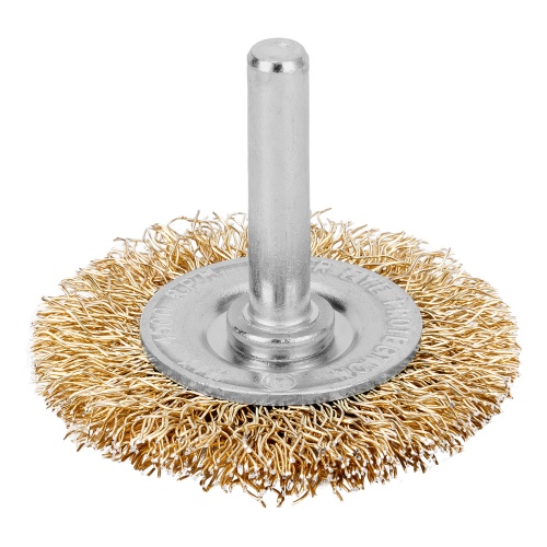 Щетка для дрели, 50 мм, плоская со шпилькой, латунированная витая проволока Matrix Щетка для дрели, 50 мм, плоская со шпилькой, латунированная витая проволока Matrix