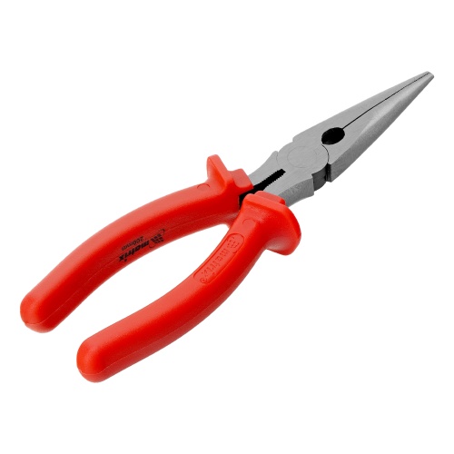 Длинногубцы прямые Econom, 200 мм, шлифованные, пластмассовые рукоятки Matrix фото 2