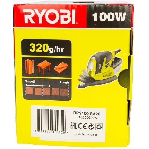 Дельташлифмашина Ryobi + 20 шлифлистов RPS100-SA20 5133002906 фото 6 Дельташлифмашина Ryobi + 20 шлифлистов RPS100-SA20 5133002906 фото 6