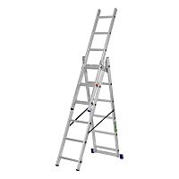 Лестница, 3 х 6 ступеней, алюминиевая, трехсекционная, Сибртех