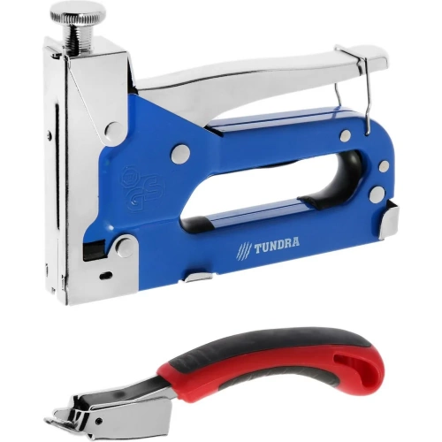 Мебельный степлер в кейсе ТУНДРА типы скоб 140/28/300, 4 - 14 мм + скобоудалитель, скобы 1550270 Мебельный степлер в кейсе ТУНДРА типы скоб 140/28/300, 4 - 14 мм + скобоудалитель, скобы 1550270