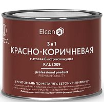 Грунт-эмаль по ржавчине Elcon 3 в 1 матовая Ral 3009 красно-коричневая 0,4 кг