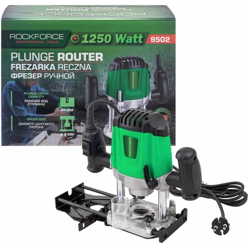 Фрезер ручной Rockforce 1250Вт, 12000-30000 об/мин, ход фрезы 54мм, цанги  6,8мм RF-9502(60753) фото 3