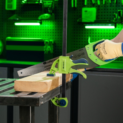 Струбцина F-образная, быстрозажимная, 900 х 70 х 1130 мм, пластиковый корпус, фиксатор, двухкомпонентная рукоятка Сибртех фото 7