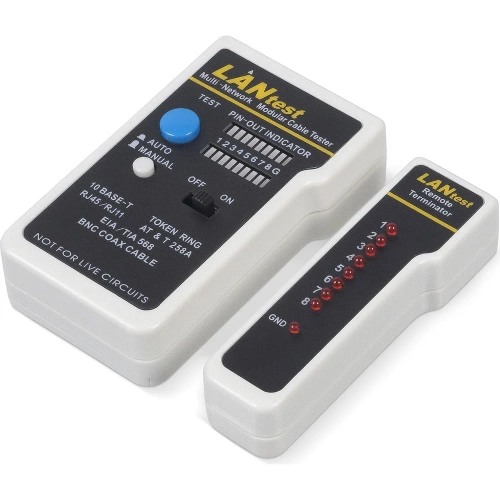 Тестер для витой пары Cabeus с переходниками для коаксиального кабеля HT-519CT