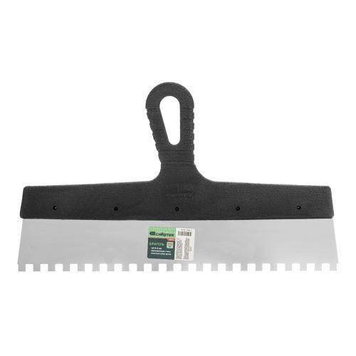 Шпатель из нержавеющей стали, 350 мм, зуб 8 х 8 мм, пластмассовая ручка Сибртех фото 5