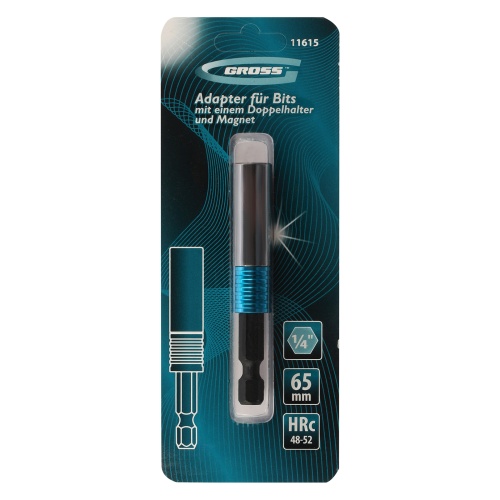 Адаптер для бит с двойным держателем и магнитом, 65 мм, 1/4 Gross фото 5