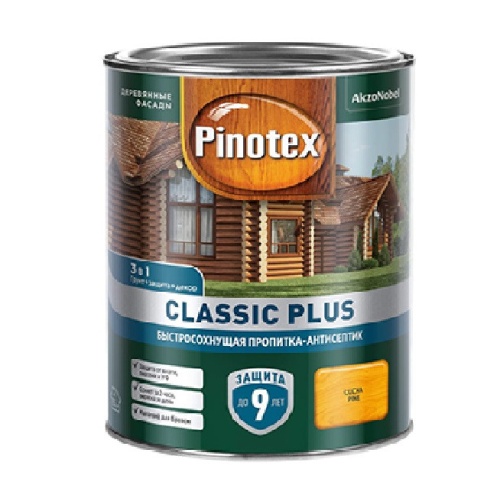 Пропитка-антисептик быстросохнущая 3 в 1 Pinotex Classic Plus сосна 0,9 л