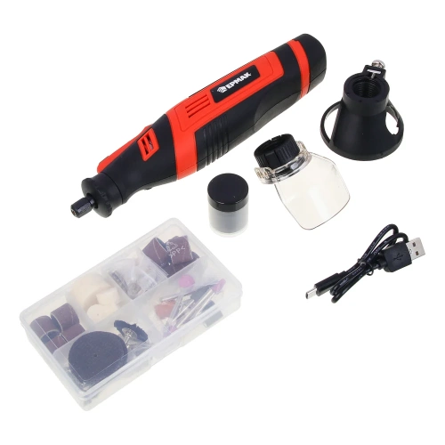 Гравер аккумуляторный ЕРМАК 8В, 2А-Ч, рег.об, набор аксессуаров 126 пр. 620-578 фото 5