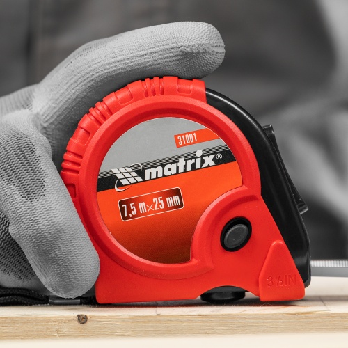 Рулетка Rubber,7,5 м х 25 мм,обрезиненный корпус Matrix фото 10