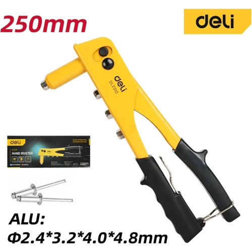 Заклепочник DELI механический ручной литой, заклепочный пистолет dl2310 250мм (сталь 35crmo, заклепки 2,4/ 3,2/4,0/ 4,8мм) 118445 фото 3