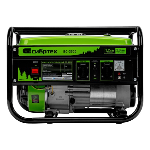 Генератор бензиновый БС-3500, 3.2 кВт, 230В, четырехтактный, 15 л, ручной стартер Сибртех фото 3