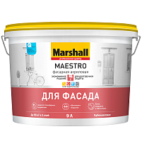 Краска фасадная Marshall Maestro база BW глубокоматовая 9 л