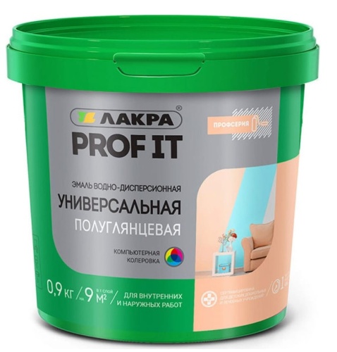 Эмаль универсальная Лакра Prof it ВД База С полуглянцевая 0,9 кг