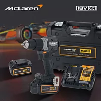 Ударная дрель-шуруповерт Dewalt McLaren Limited Edition DCD85MM2T, 18 В, 2000 об/мин, с 2 АКБ 4 Ач и ЗУ, в кейсе TSTAK DCD85MM2T-QW