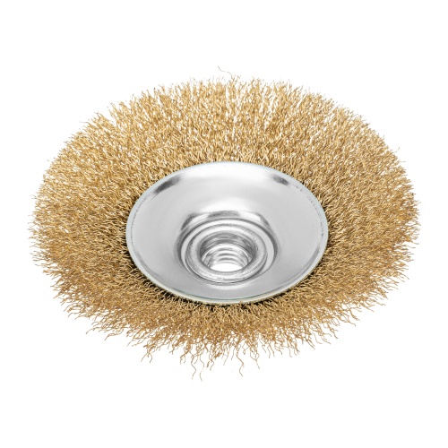 Щетка для УШМ, 115 мм, М14, "тарелка", латунированная витая проволока Matrix фото 2