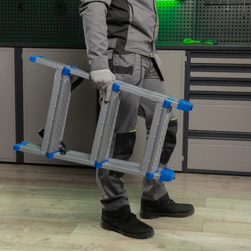 Стремянка двухсторонняя 3 ступени, сталь профиль, стальные ступени, Сибртех фото 8