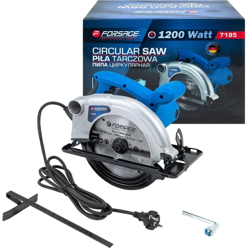 Пила циркулярная Forsage (1200Вт, 5500 об/мин, размер диска 185х20х2,4мм) F-7185(60748) Пила циркулярная Forsage (1200Вт, 5500 об/мин, размер диска 185х20х2,4мм) F-7185(60748)