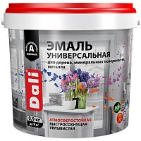 Эмаль универсальная акриловая Dali 80232 атмосферостойкая глянцевая база А белая RAL 9010 0,9 кг