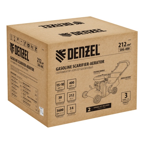 Скарификатор-аэратор бензиновый SAG-400, 212 см3, -15/+10 мм, 40 см Denzel фото 24