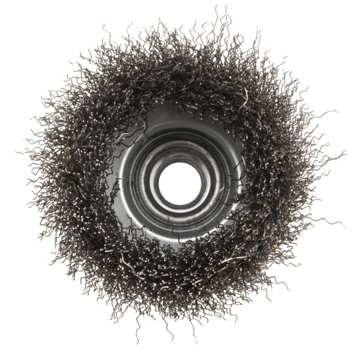 Щетка для УШМ, 75 мм, "Чашка", витая нержавеющая проволока 0.3 мм, М14 Denzel фото 6