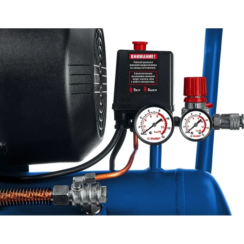 Воздушный масляный компрессор Зубр Профессионал 400 л/мин, 50 л, 2200 Вт, КПМ-400-50 фото 6