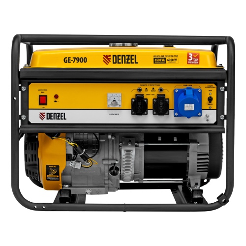 Генератор бензиновый GE 7900, 6.5 кВт, 220 В/50 Гц, 25 л, ручной пуск Denzel фото 3