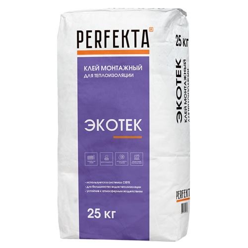 Клей монтажный для теплоизоляции Perfekta Экотек 25 кг