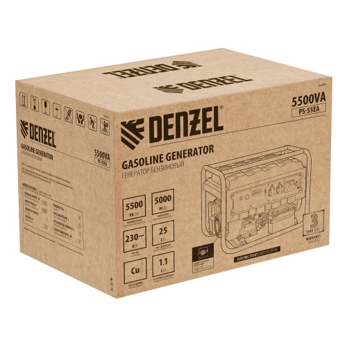 Генератор бензиновый PS 55 EA, 5.5 кВт, 230 В, 25 л, коннектор автоматики, электростартер Denzel фото 7 Генератор бензиновый PS 55 EA, 5.5 кВт, 230 В, 25 л, коннектор автоматики, электростартер Denzel фото 7