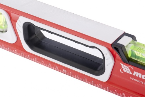 Уровень алюминиевый, магнит, фрезерованный, 3 глазка (1 зеркальный) двухкомпонентные рукоятки, 1200 мм Matrix фото 2