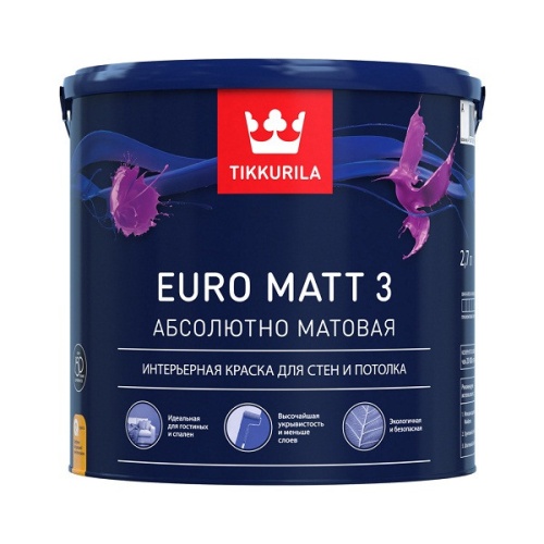Краска латексная Tikkurila Euro Matt-3 основа А 9 л Краска латексная Tikkurila Euro Matt-3 основа А 9 л