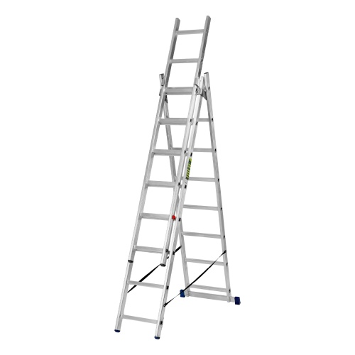 Лестница, 3 х 8 ступеней, алюминиевая, трехсекционная, Сибртех