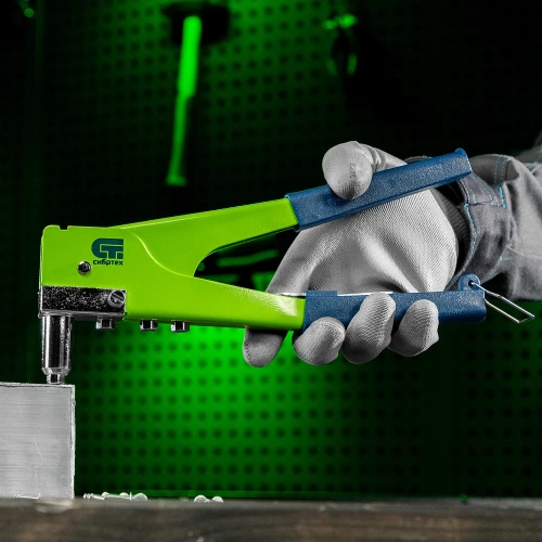 Переставной заклепочник СИБРТЕХ 270 мм, 0-90 градусов, заклепки 2,4-3,2-4,0-4,8 мм 40543 фото 8