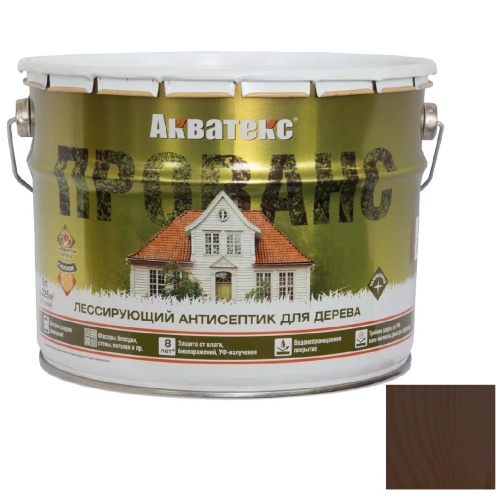 Антисептик для древесины Акватекс Прованс лессирующий полуматовый Орех 9 л